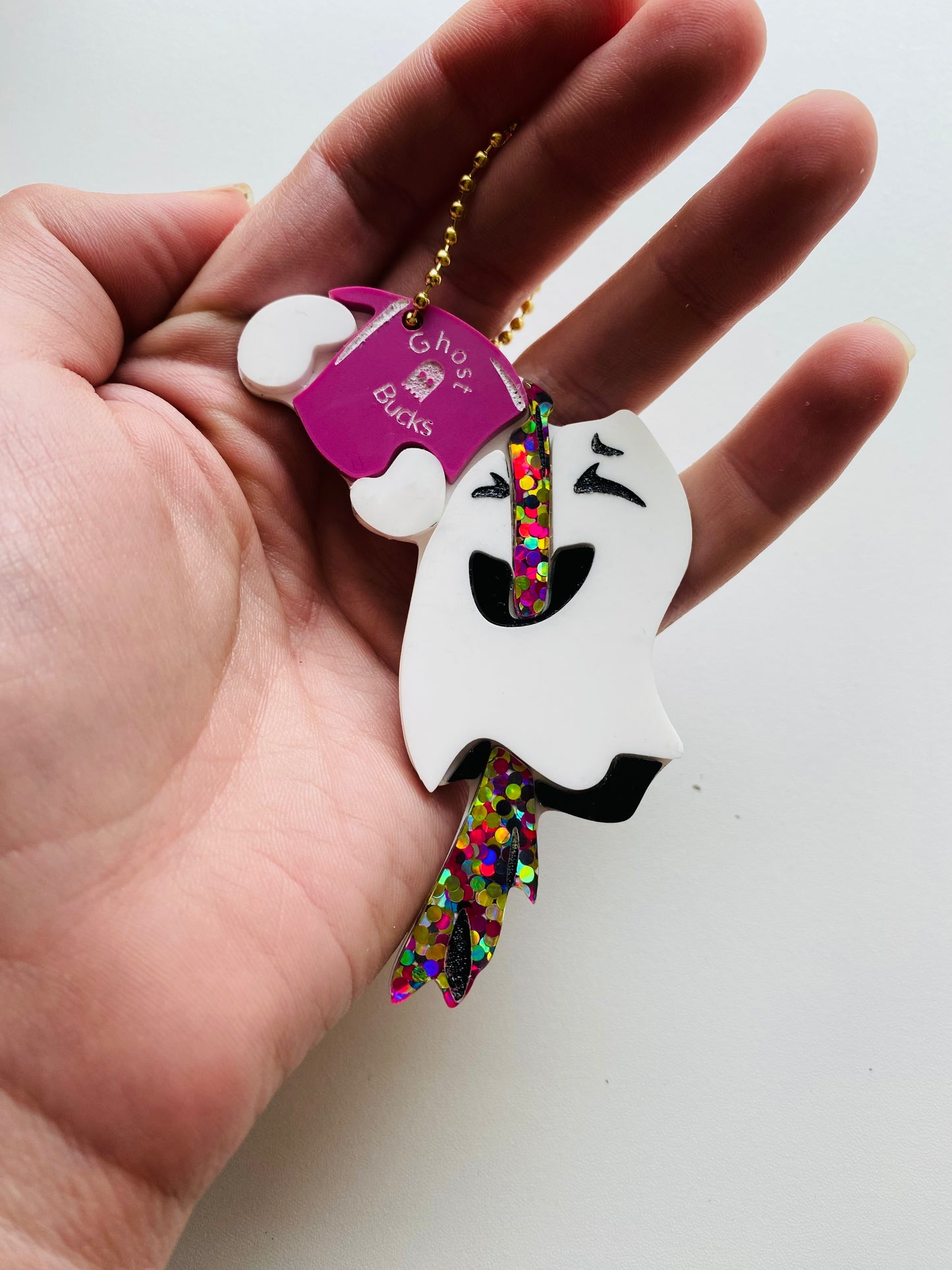 Coffee Drinking Ghost Bag Charm