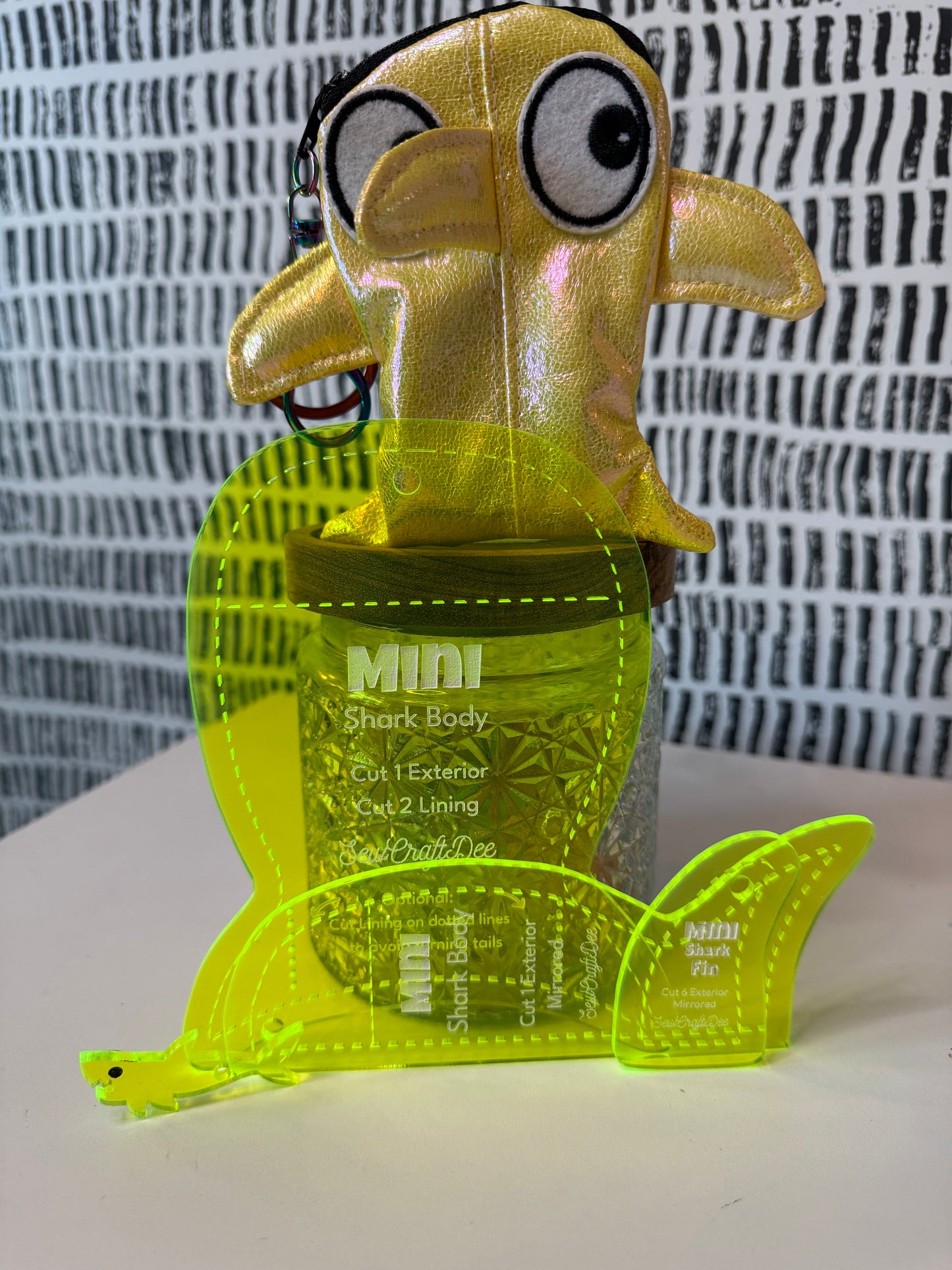 Mini Shark Acrylic Template - Neon Yellow